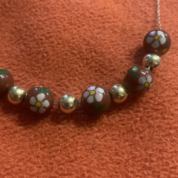 Vintage Cloisonné & Gold Bead necklace w/ extra  beads  BEAUTIFUL!!! - Picture 2 of 7